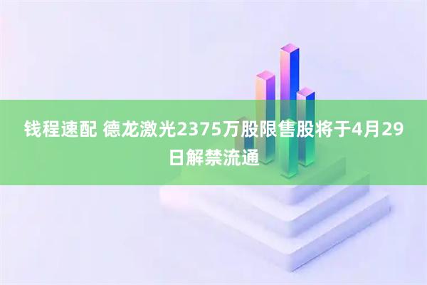 钱程速配 德龙激光2375万股限售股将于4月29日解禁流通