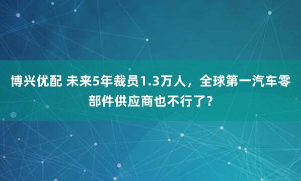 博兴优配 未来5年裁员1.3万人，全球第一汽车零部件供应商也不行了？