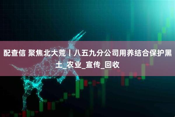 配查信 聚焦北大荒丨八五九分公司用养结合保护黑土_农业_宣传_回收